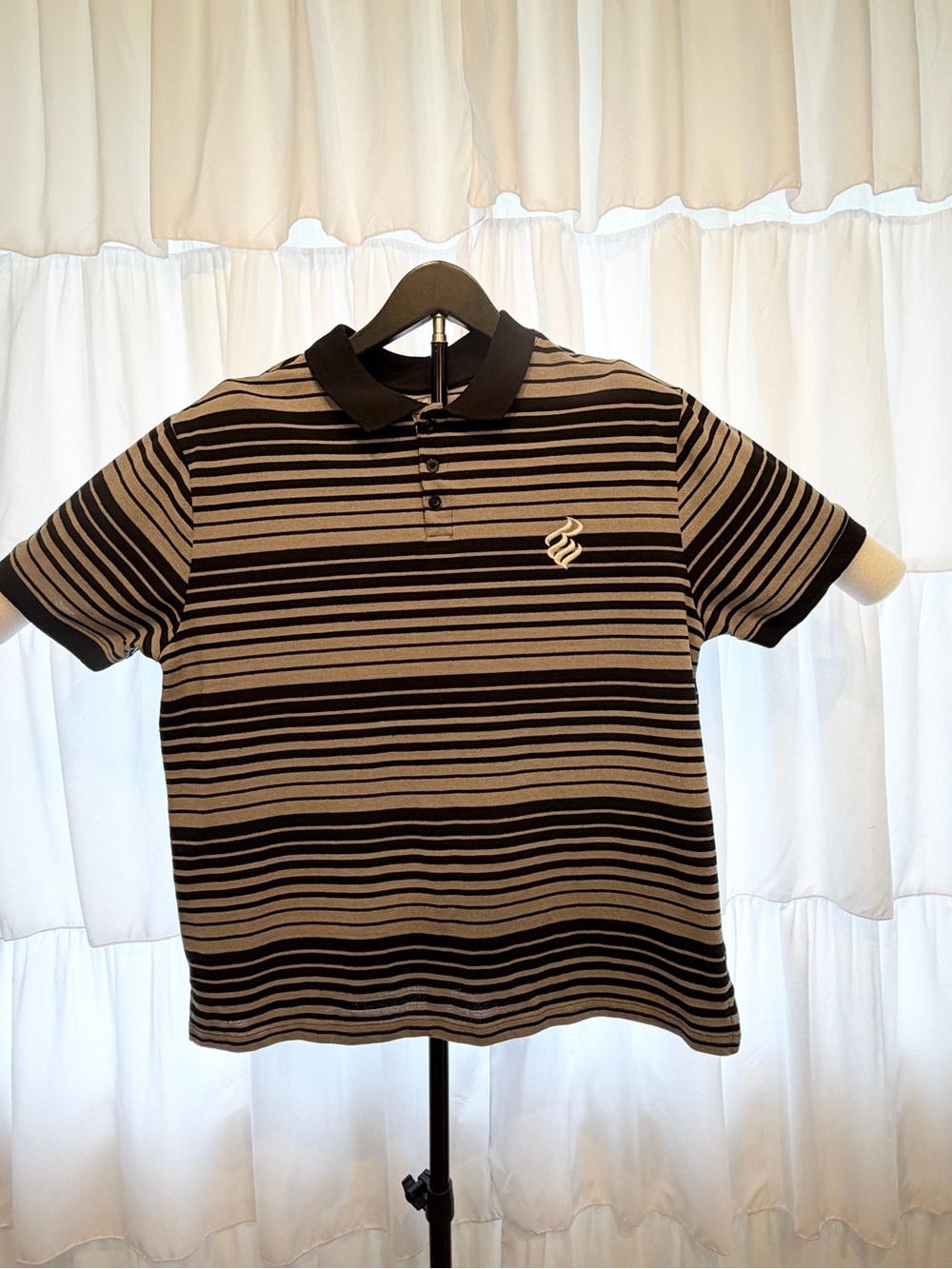 Rocawear Mens Black and Grey Stripped Short Sleeve Collard Polo Shirt Size Large - Picture 2 of 7